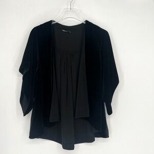 Eileen Fisher Cardigan Womens L Black Velvet Formal Occasion‎ Black Tie Jacket